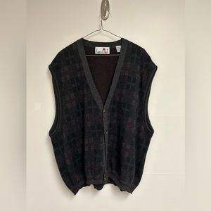 Vintage Florence Tricot Sweater Vest Grey Plaid